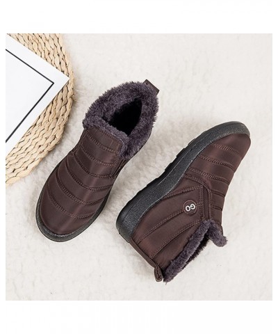 Chunky Heels Ankle Boots Velvet Snow Winter Boots Short Flat Warm Water Women Women's Boots Boots for Winter for Wo Brown $18...