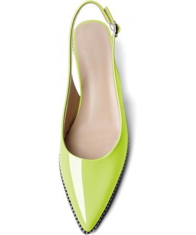 Women's Slingback Kitten Heels Pointed Toe Low Heel Pumps Ankle-Strap with Beaded Pumps Dress Shoes 1.6 Inches Light Green $3...