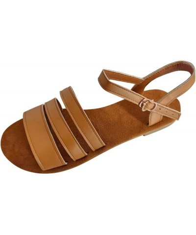 Sandals Women Dressy Summer Flat, Women's Summer Sandals Flip Flops Beach Shoes Ankle T-Strap Thong Flat Sandals Z 01-brown $...