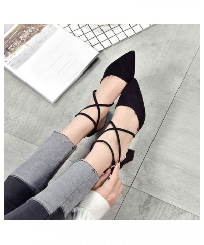 Black Latin Dance Shoes For Women Black Fluffy Chunky Heeled Ankle Strap Sandals Dance Heels Wide Width High Heel Sand Black-...