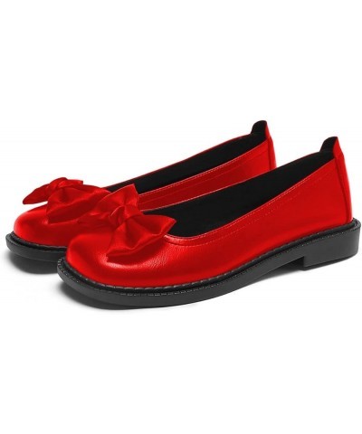 Women Cute Round Closed Toe Flats Pumps Slip on Bowknot Low Heel Dress Party Comfy Girls Shoes Size 4-15 US Red $36.29 Flats