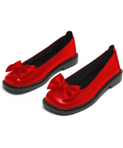 Women Cute Round Closed Toe Flats Pumps Slip on Bowknot Low Heel Dress Party Comfy Girls Shoes Size 4-15 US Red $36.29 Flats