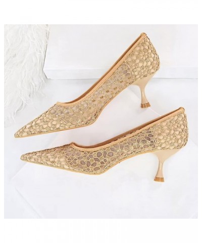 Women Pointed Toe Heels Fashion Sexy Party Dress Shoes Stiletto Comfort Kitten Heel Work Shoes Office Ladies Pumps 2399-khaki...