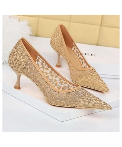 Women Pointed Toe Heels Fashion Sexy Party Dress Shoes Stiletto Comfort Kitten Heel Work Shoes Office Ladies Pumps 2399-khaki...