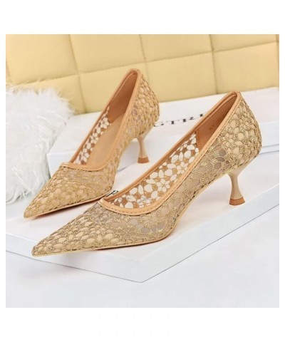 Women Pointed Toe Heels Fashion Sexy Party Dress Shoes Stiletto Comfort Kitten Heel Work Shoes Office Ladies Pumps 2399-khaki...