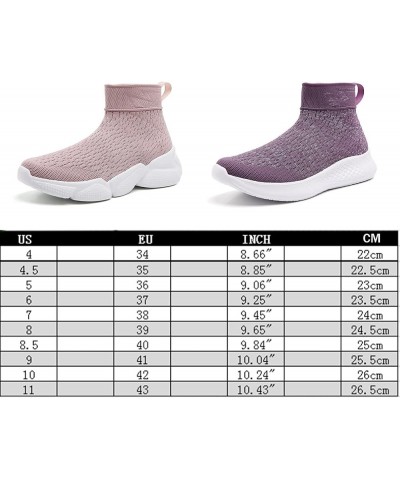 Fashion High Top Sock Sneakers for Women Lightweight Breathable Knitted Athletic Walking Running Shoes All Black $26.00 Fashi...