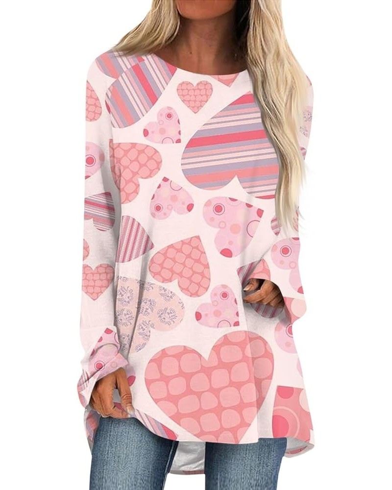 Valentine's Day Long Sleeve Shirt Women Casual Valentine's Day Print Shirt Fashion Crewneck Blouse Tops Holiday Clothes 30-pi...