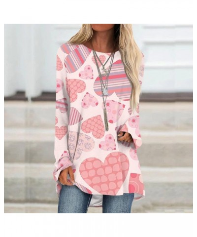 Valentine's Day Long Sleeve Shirt Women Casual Valentine's Day Print Shirt Fashion Crewneck Blouse Tops Holiday Clothes 30-pi...