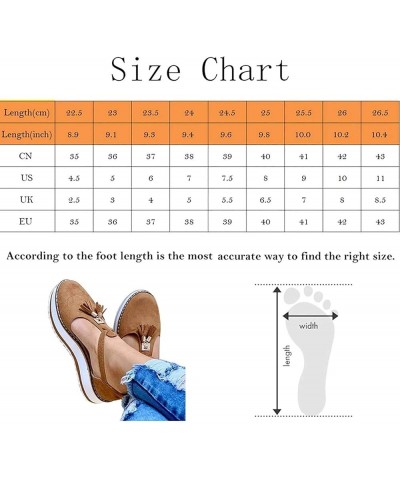 Women's Platform & Wedge Sandals Leather Sandal Closed Toe Platform Shoes Ankle Strap Tassel Leather Sandals Wedge Summer Lad...