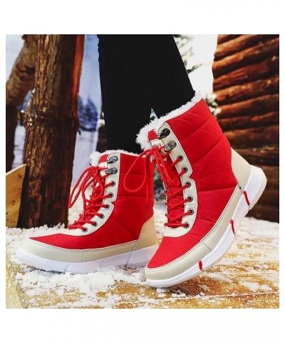 Snow Boots Womens Winter Ankle Boots Winter Women Short Boots Bow Knot Round Head Inside High Thick Bottom Frosted Womens Win...