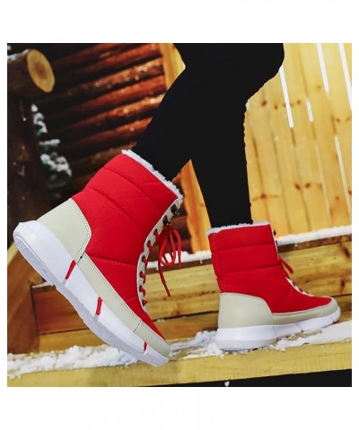 Snow Boots Womens Winter Ankle Boots Winter Women Short Boots Bow Knot Round Head Inside High Thick Bottom Frosted Womens Win...