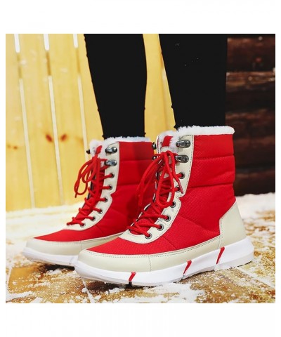 Snow Boots Womens Winter Ankle Boots Winter Women Short Boots Bow Knot Round Head Inside High Thick Bottom Frosted Womens Win...