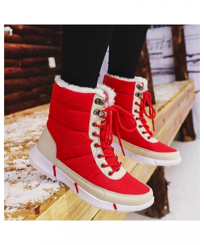 Snow Boots Womens Winter Ankle Boots Winter Women Short Boots Bow Knot Round Head Inside High Thick Bottom Frosted Womens Win...