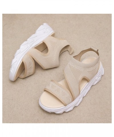 2022 New Mesh Sports Sandals for Women Platform Flying Woven Fish Mouth Shoes Summer Open Toe Stretch Sandals Breathable Wedg...