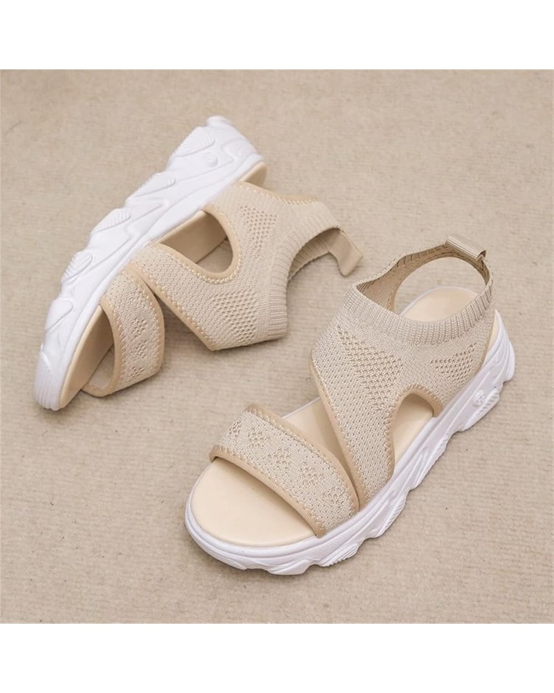 2022 New Mesh Sports Sandals for Women Platform Flying Woven Fish Mouth Shoes Summer Open Toe Stretch Sandals Breathable Wedg...