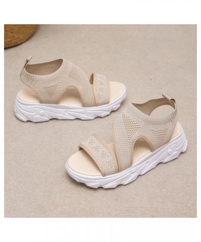 2022 New Mesh Sports Sandals for Women Platform Flying Woven Fish Mouth Shoes Summer Open Toe Stretch Sandals Breathable Wedg...