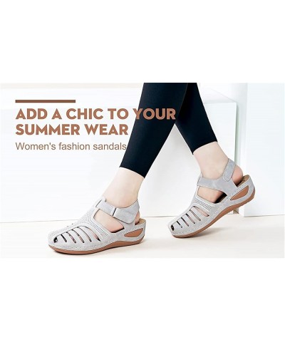 Sandals for Women Casual Summer Closed Toe Sandals Comfortable Bohemia Moccasins Hollow Vintage Out Casual Vintage Wedge Ankl...