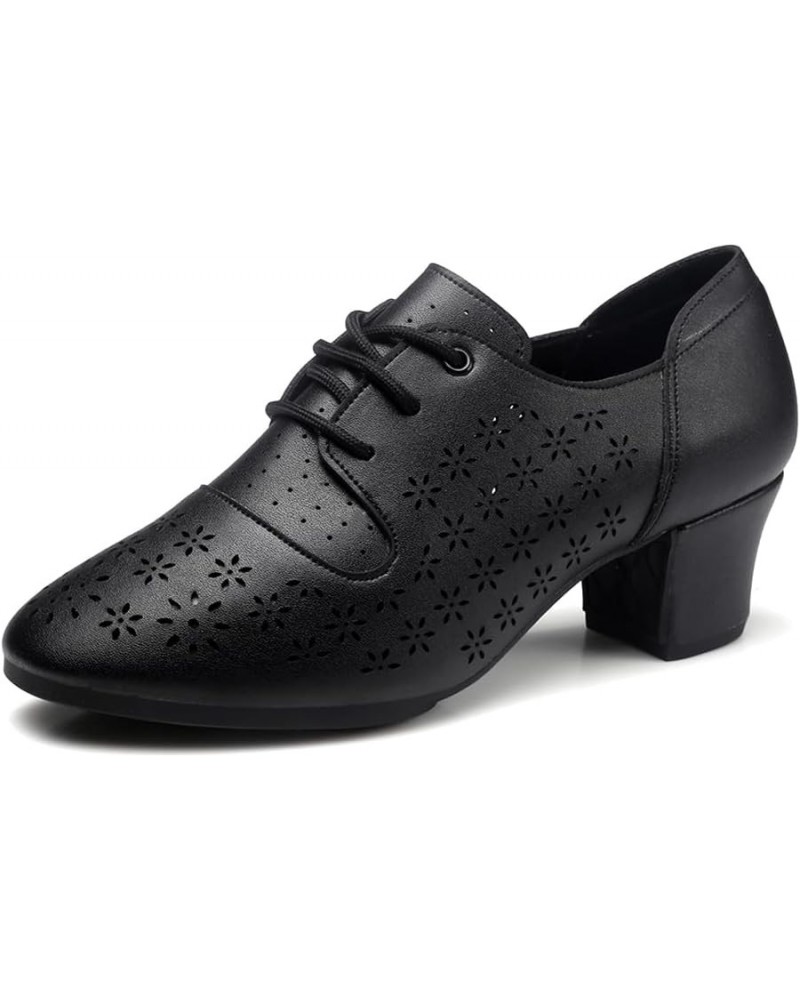 Women Latin Dance Practice Shoes Lace Up Modern Salsa Ballroom Performance Dance Shoes,Model WDL-K1 Black-2" Heel-rubber Sole...