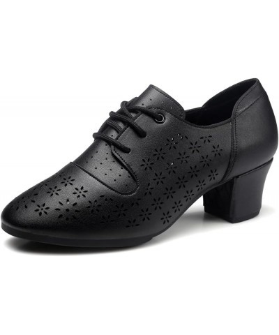 Women Latin Dance Practice Shoes Lace Up Modern Salsa Ballroom Performance Dance Shoes,Model WDL-K1 Black-2" Heel-rubber Sole...