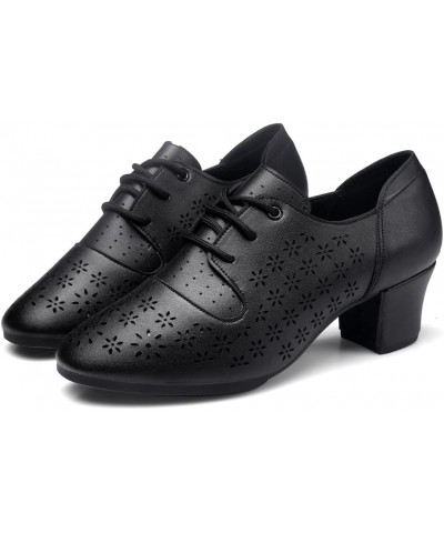 Women Latin Dance Practice Shoes Lace Up Modern Salsa Ballroom Performance Dance Shoes,Model WDL-K1 Black-2" Heel-rubber Sole...