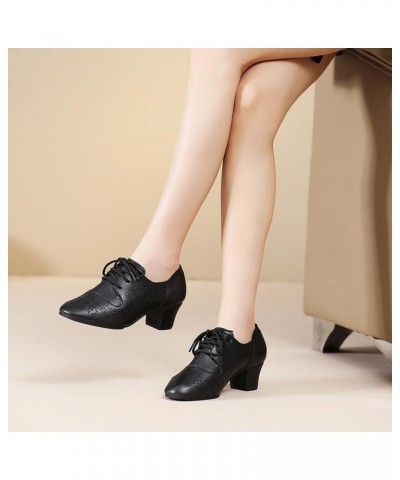 Women Latin Dance Practice Shoes Lace Up Modern Salsa Ballroom Performance Dance Shoes,Model WDL-K1 Black-2" Heel-rubber Sole...