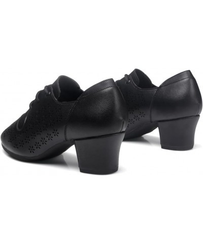 Women Latin Dance Practice Shoes Lace Up Modern Salsa Ballroom Performance Dance Shoes,Model WDL-K1 Black-2" Heel-rubber Sole...