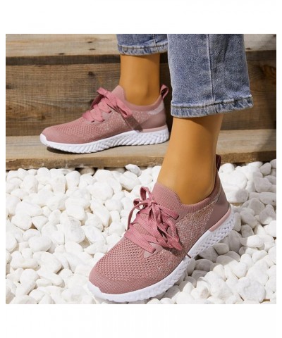 Women's Air Cushion Slip-On Walking Shoes, Casual Mesh Fashion Sneakers Black Tennis Shoes Pink $20.15 Athletic Shoes