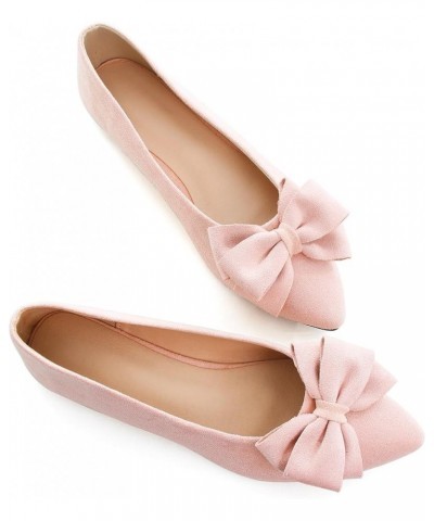 Women's Dress Flats Fashion Pointed Toe Bowknot Flat Shoes Soft Comfortable Cute Slip On Party Office Flats B Light Pink $10....