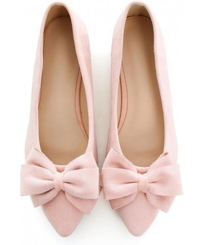 Women's Dress Flats Fashion Pointed Toe Bowknot Flat Shoes Soft Comfortable Cute Slip On Party Office Flats B Light Pink $10....