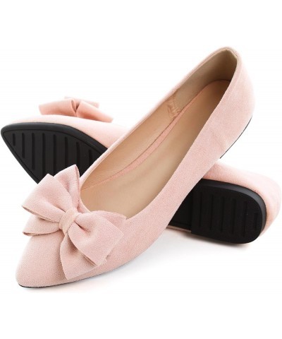 Women's Dress Flats Fashion Pointed Toe Bowknot Flat Shoes Soft Comfortable Cute Slip On Party Office Flats B Light Pink $10....