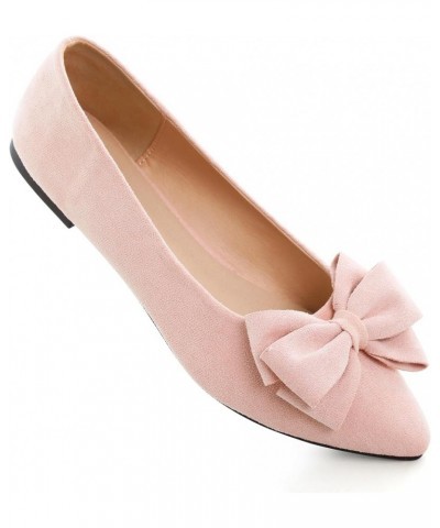 Women's Dress Flats Fashion Pointed Toe Bowknot Flat Shoes Soft Comfortable Cute Slip On Party Office Flats B Light Pink $10....