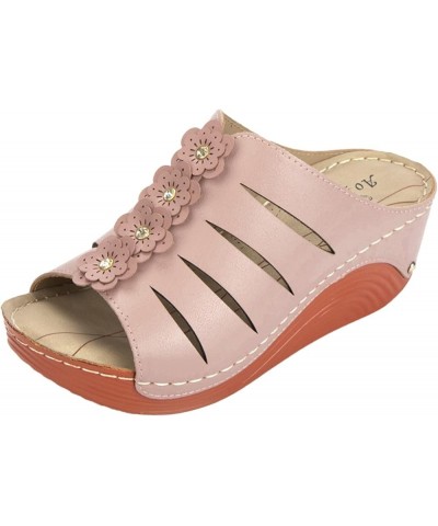 Women's Lace-Up Wedge Platform Espadrille Open Toe Heel Sandals Espadrille Sandals Open Toe Z 13-pink $12.69 Sandals