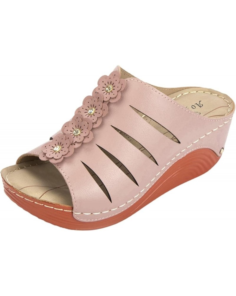 Women's Lace-Up Wedge Platform Espadrille Open Toe Heel Sandals Espadrille Sandals Open Toe Z 13-pink $12.69 Sandals