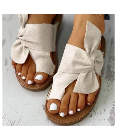 Women's Slides Sandals Flat Casual Summer Bowknot Slip On Clip Toe Sandal Non-Slip Fashion Walking Open Toe Slingback Shoes C...