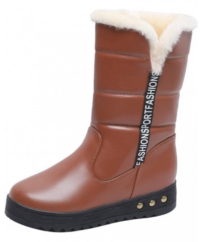 Fashion Winter Women Snow Boots Flat Bottom Non Slip Round Toe Solid Color Zipper Short Plush Warm And Womens Snow Brown $26....