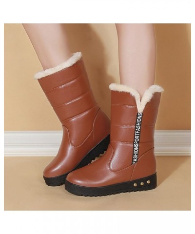 Fashion Winter Women Snow Boots Flat Bottom Non Slip Round Toe Solid Color Zipper Short Plush Warm And Womens Snow Brown $26....