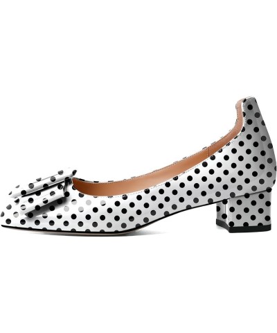 Women's Block Low Heels Chunky Heel Closed Square Toe Slip on Comfortable Business Party Dress Pumps Shoes with Buckle Polka ...