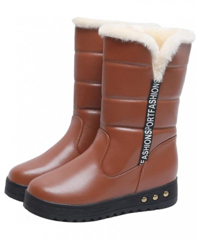 Fashion Winter Women Snow Boots Flat Bottom Non Slip Round Toe Solid Color Zipper Short Plush Warm And Womens Snow Brown $26....