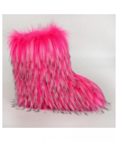 Fluffy Faux Fur Boots for Women Mid-Calf Furry Snow Boots Rose $33.10 Outdoor Shoes