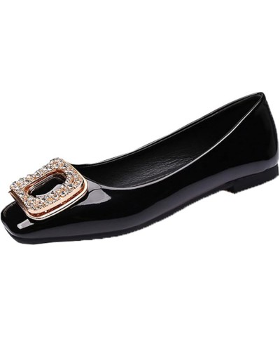 Women Flats Shoe, Dolly Shoes Rhinestone Buckle Flat Round Toe Soft Sole Shoes Breathable, for Any Occasion,Red,41 36 Black $...