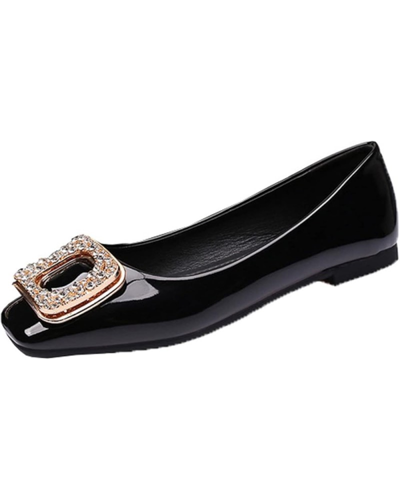 Women Flats Shoe, Dolly Shoes Rhinestone Buckle Flat Round Toe Soft Sole Shoes Breathable, for Any Occasion,Red,41 36 Black $...