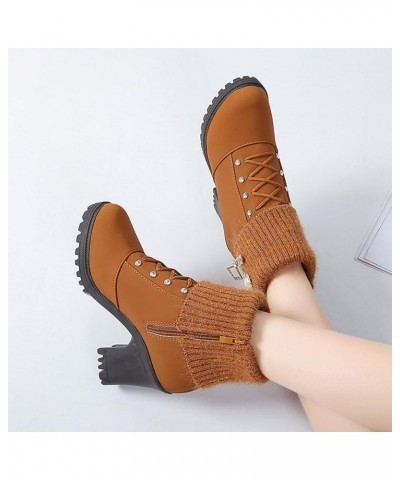 Ankle Boots for Women Chunky Block High Heels Platform Pumps Stylish Rhinestones Booties Lace Up Thick Bottom Shoes Fashion L...