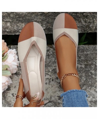 Summer Shoes for Women 2024 Ladies Hollow Breathable Colorblocking Pointed Head Mesh Shallow Mouth Flat Bottom Shoes Khaki-a ...