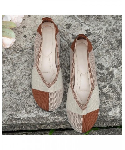 Summer Shoes for Women 2024 Ladies Hollow Breathable Colorblocking Pointed Head Mesh Shallow Mouth Flat Bottom Shoes Khaki-a ...