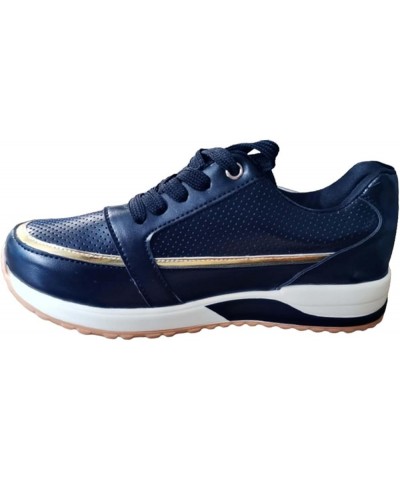 Fashion Women's Sports Shoes Flat Bottom Sports Breathable and Comfortable Casual Shoes Tennis Shoes Casual Women Dark Blue $...