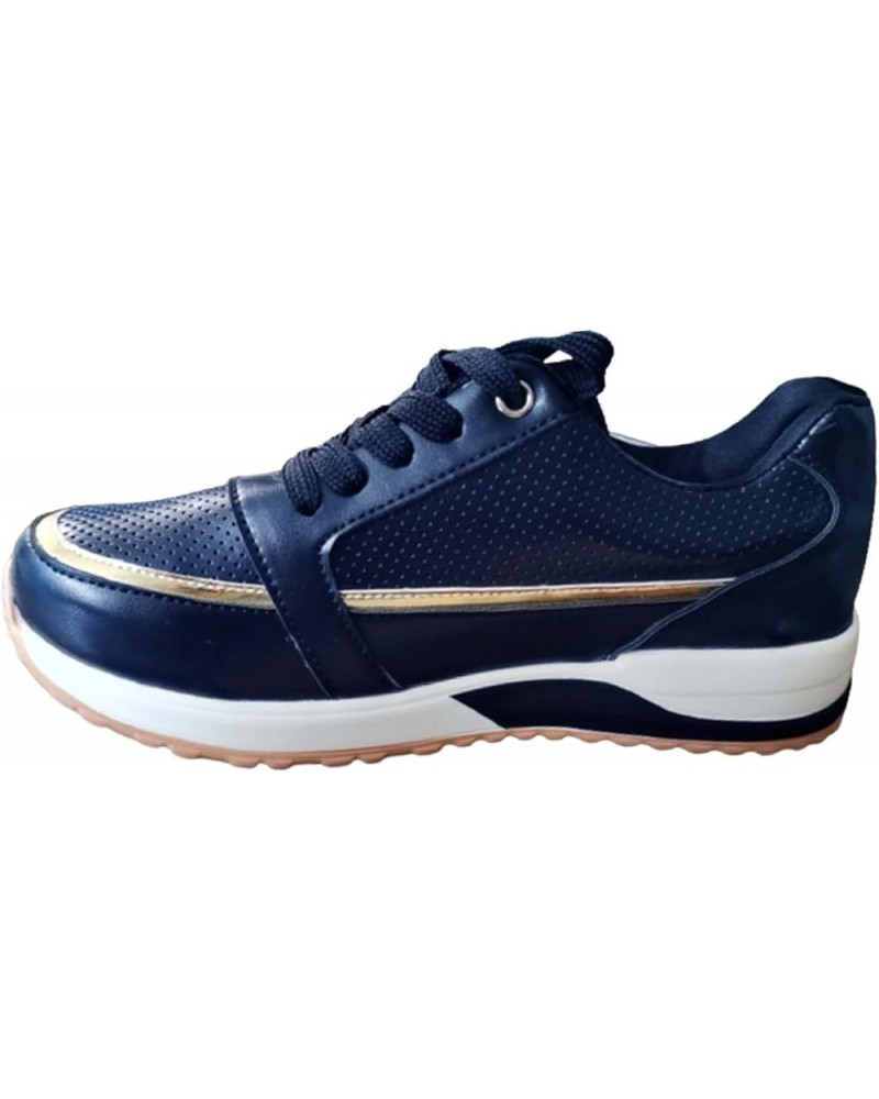 Fashion Women's Sports Shoes Flat Bottom Sports Breathable and Comfortable Casual Shoes Tennis Shoes Casual Women Dark Blue $...