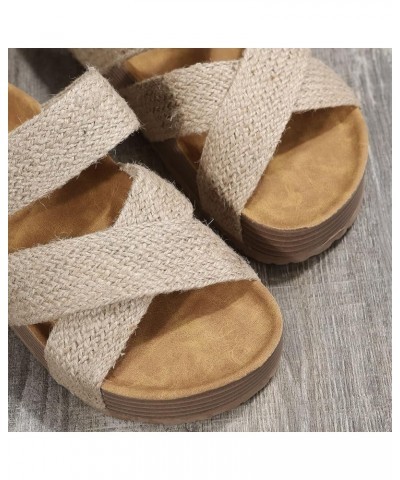 Platform Sandals For Women Casual Open Toe Sandals Roman Wedges Sandals Slippers Slippers Women Summer Indoor Beige $16.35 Sa...