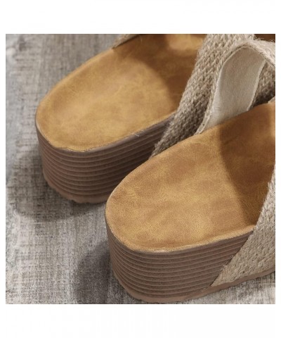 Platform Sandals For Women Casual Open Toe Sandals Roman Wedges Sandals Slippers Slippers Women Summer Indoor Beige $16.35 Sa...