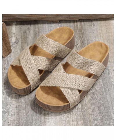 Platform Sandals For Women Casual Open Toe Sandals Roman Wedges Sandals Slippers Slippers Women Summer Indoor Beige $16.35 Sa...