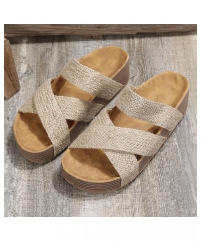 Platform Sandals For Women Casual Open Toe Sandals Roman Wedges Sandals Slippers Slippers Women Summer Indoor Beige $16.35 Sa...